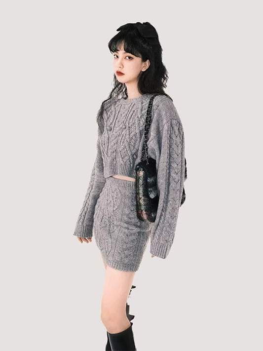 Imitation Cashmere Sweater Set - Thick Needle