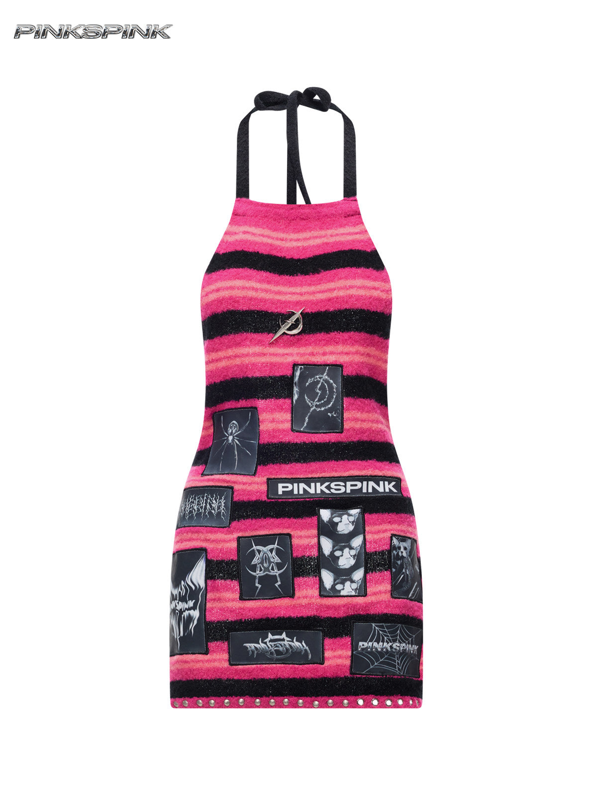 Electric Moon Black Metal Appliqué Knit Apron Sweater