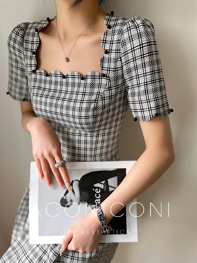 Noguchi Check Mini Skirt