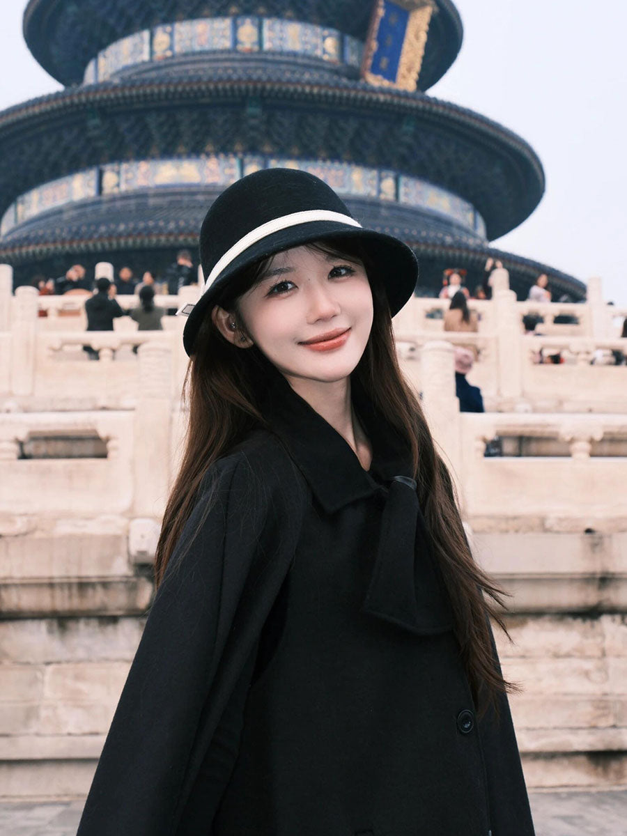 Reversible Cashmere Coat – Hepburn-Style Petite Cape Woolen Jacket