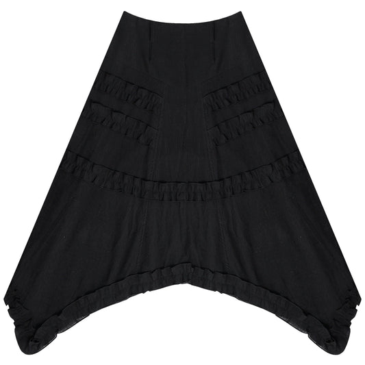 Robe en dentelle irrégulière | Taille haute, coupe ajustée, design noir rétro pour l'été