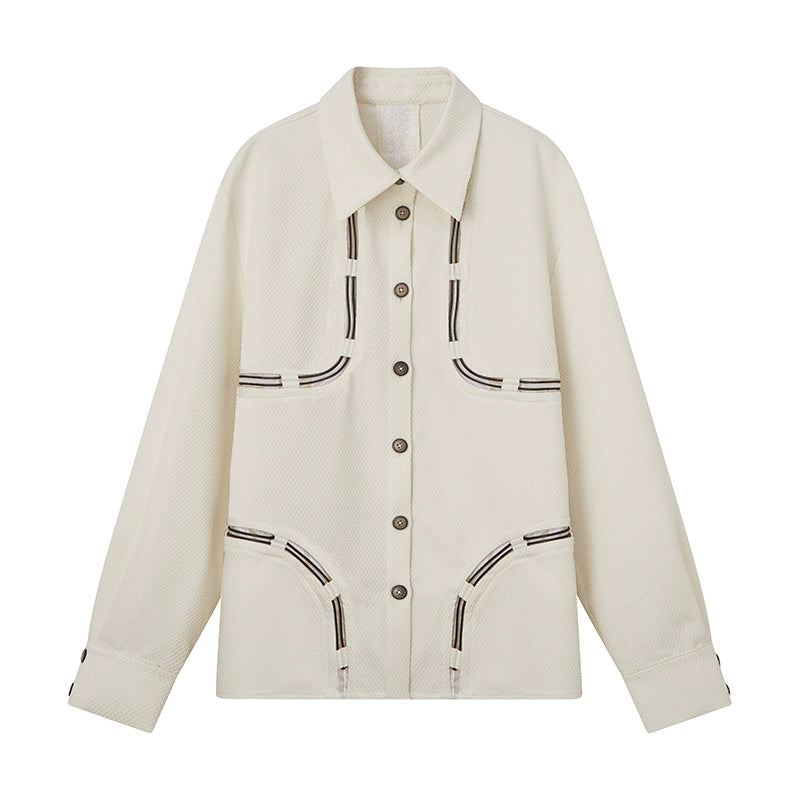 Genesis Designer의 수제 베이지 색 스프링 셔츠