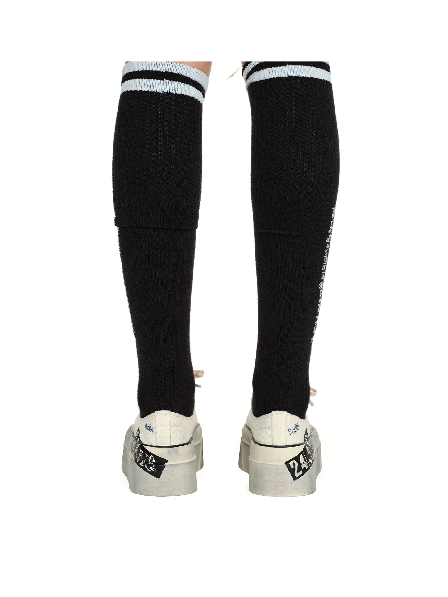 Refined Platform Design | Hand-Drawn Canvas Sneakers (Black/White)