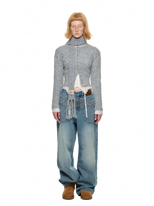 Alpaca Blend Knit Cardigan – Soft Slim Fit Round Neck Sweater