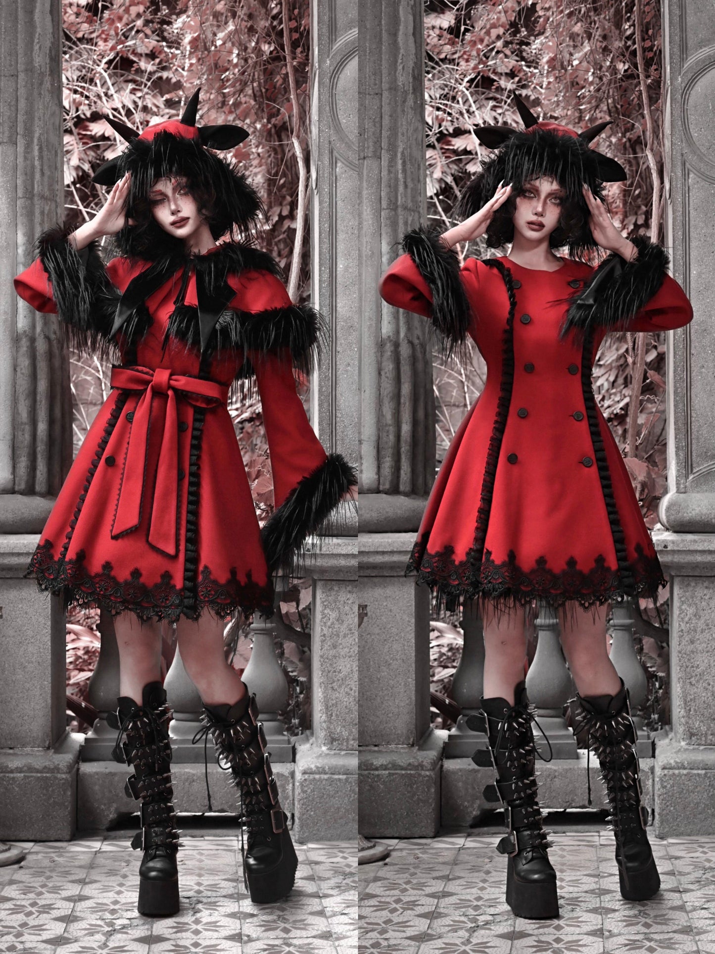 Gothic Bat Collar Cloak – Festive Tweed Christmas Jacket