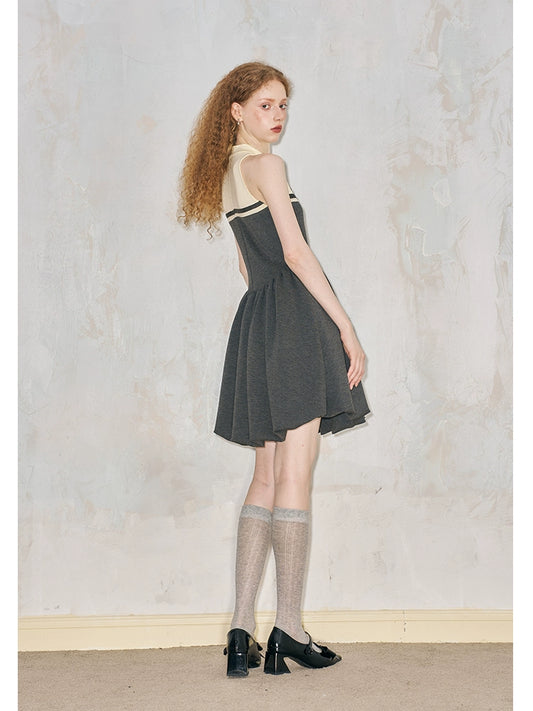 فستان رياضي رمادي ريترو بلا أكمام