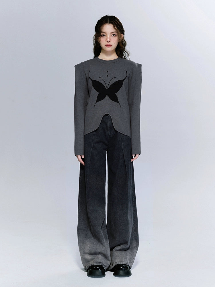 Thorn Butterfly Sweet Cool Butterfly Pattern Sweater