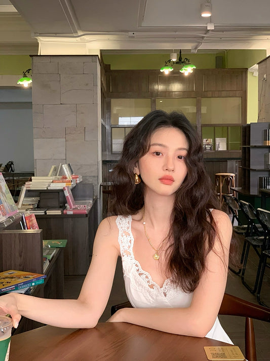 Hollow Lace Suspender Dress