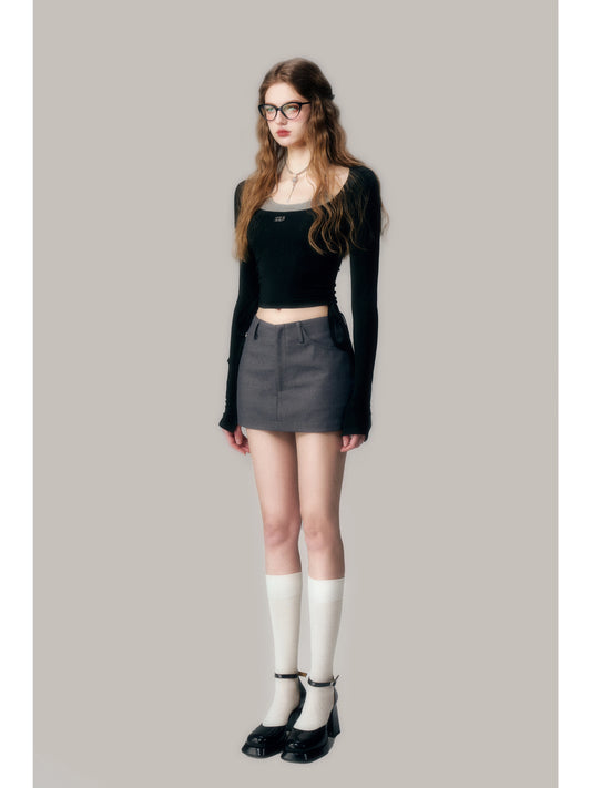 Mustang Grey A-Line Mini Skirt