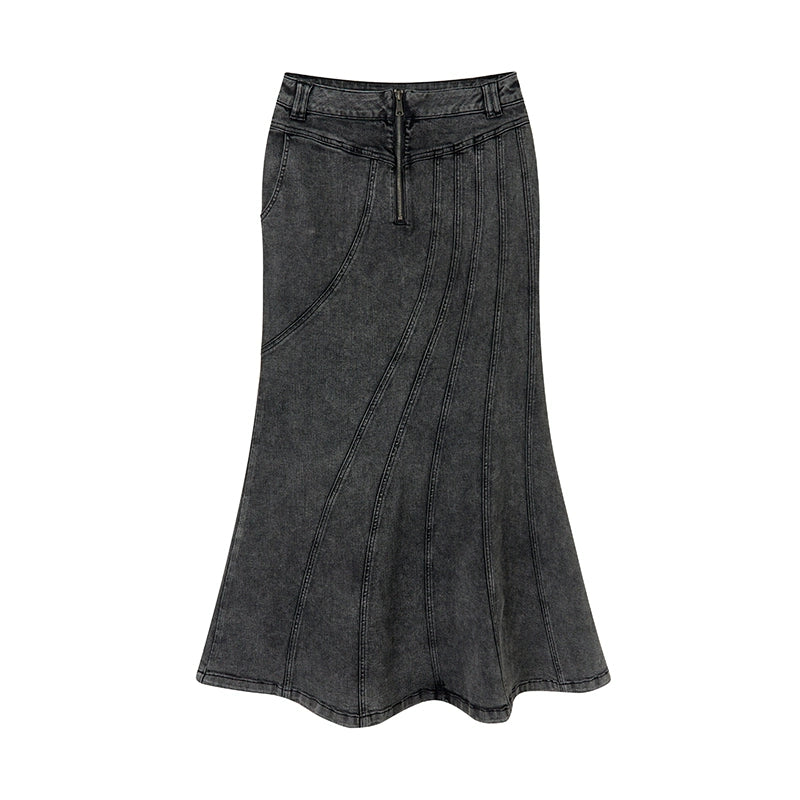 Fishtail Denim Long Skirt