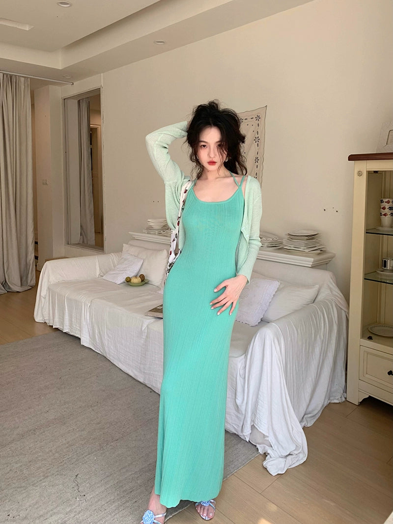 French Suspender Halter Dress