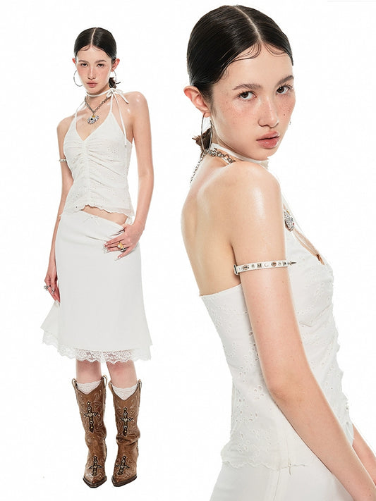 Lace Drape Hip-Hugging Midi Skirt – Lightweight & Wrinkle-Resistant