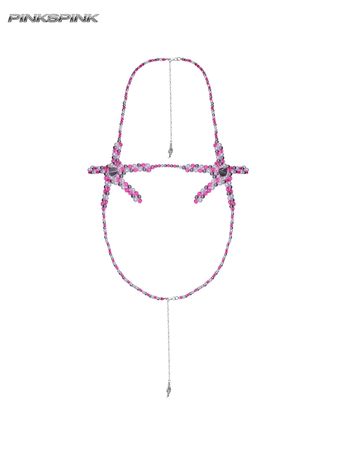 Pentagram concept Barbie pink electroplated bead pendant rock sexy hot girl Y2K strapless top