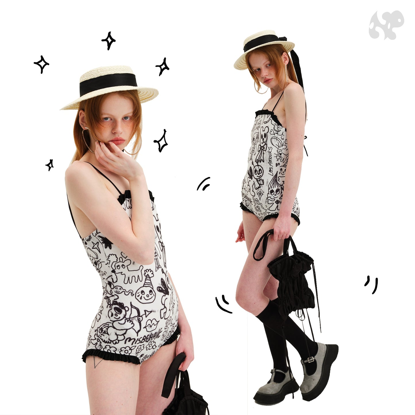 Monochrome Lace Swimsuit