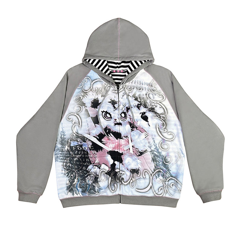 Abandoned Bunny Print Loose Sweater Coat