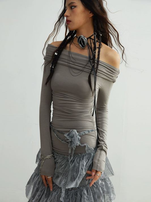 Jungle Style Off Shoulder Knitted Long Dress