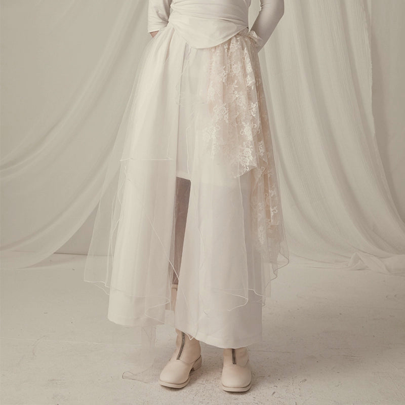 Кружевная сплайсированная черная юбка A-Line