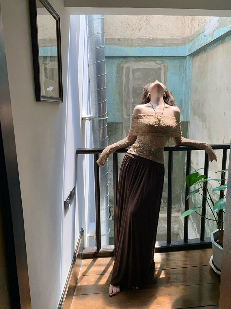 Elastic Pleated A-Line Skirt