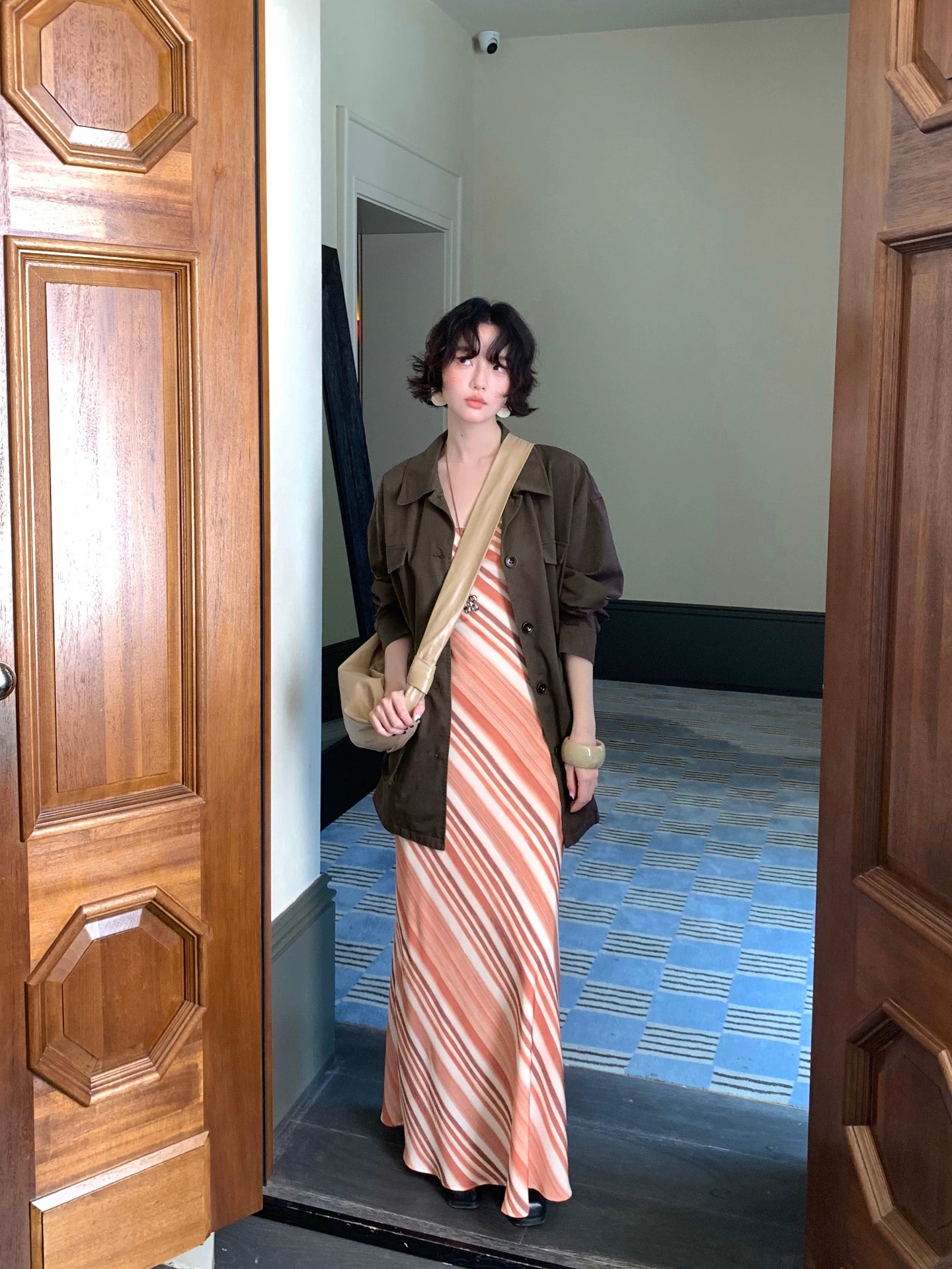 Pine Smoke Cropped Tencel Cotton Jacket – Retro Autumn Outerwear