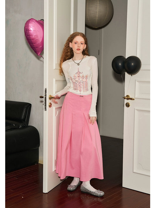 تنورة مظلة متأرجحة ذات قصة مائلة