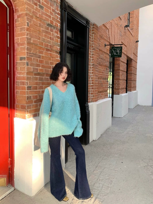 High-Waisted Cotton Bootcut Jeans – Slim Straight Fit