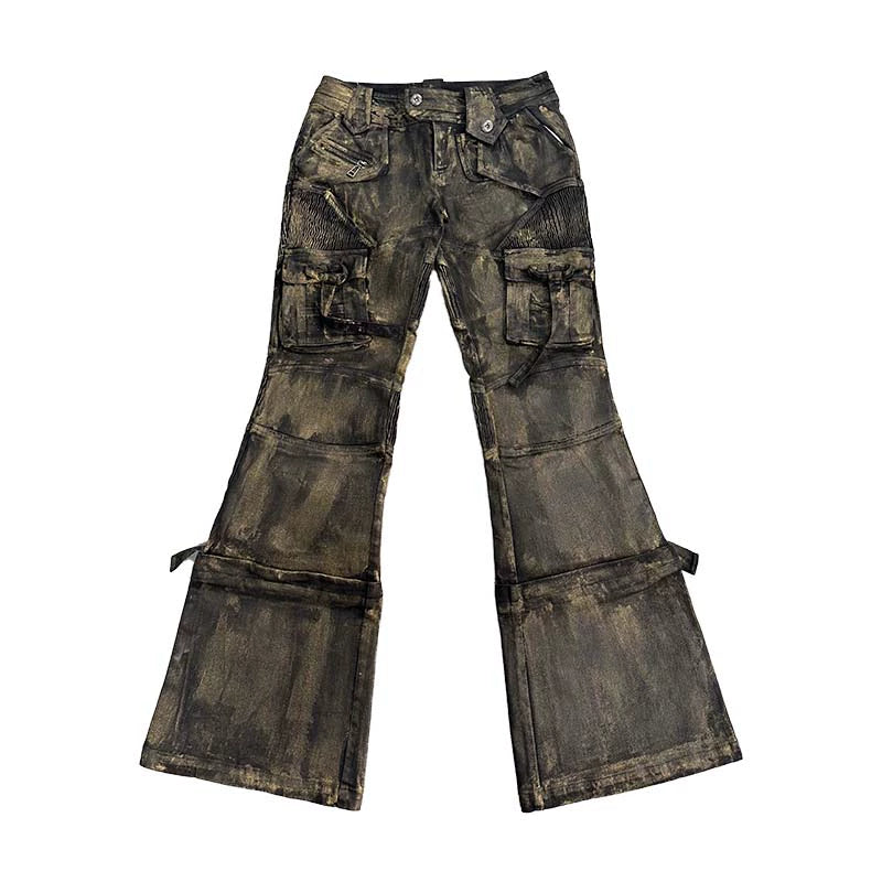 Jeans in metallo punk oro spazzolato