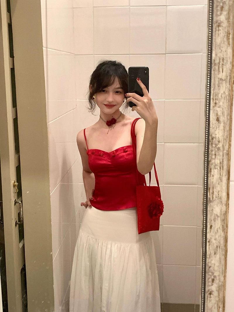 ফ্রেঞ্চ রেট্রো রোজ সাটিন সেক্সি ন্যস্ত