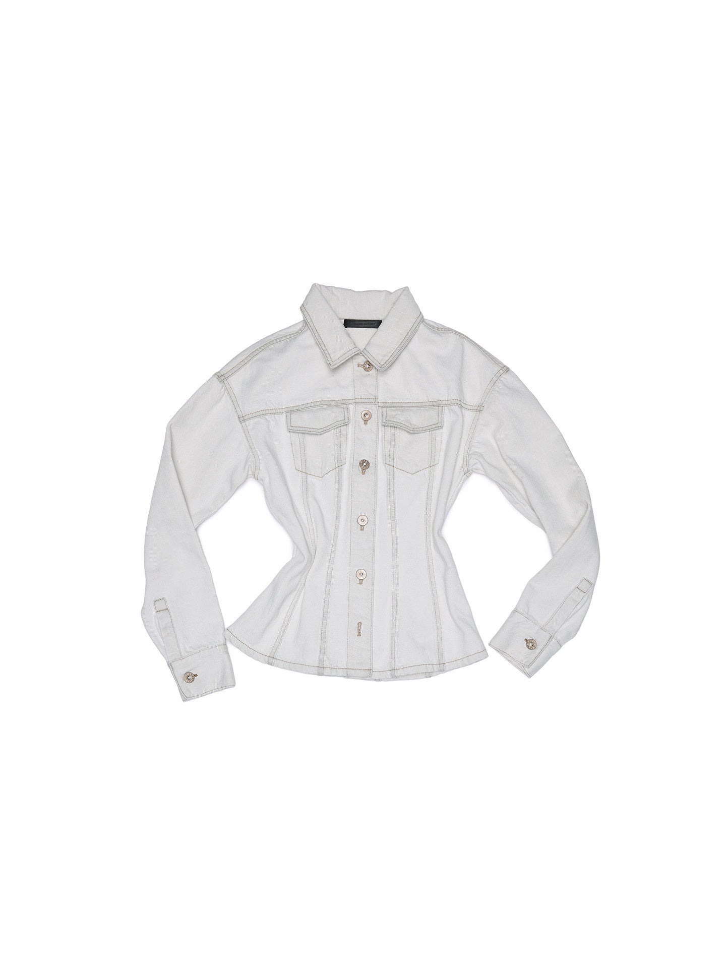 Distressed Denim Waist-Cinching Jacket