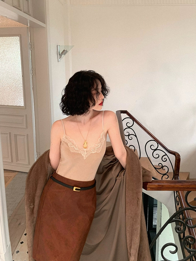 Semi-Saccharide Lace Stitched Camisole – Sexy Base Layer