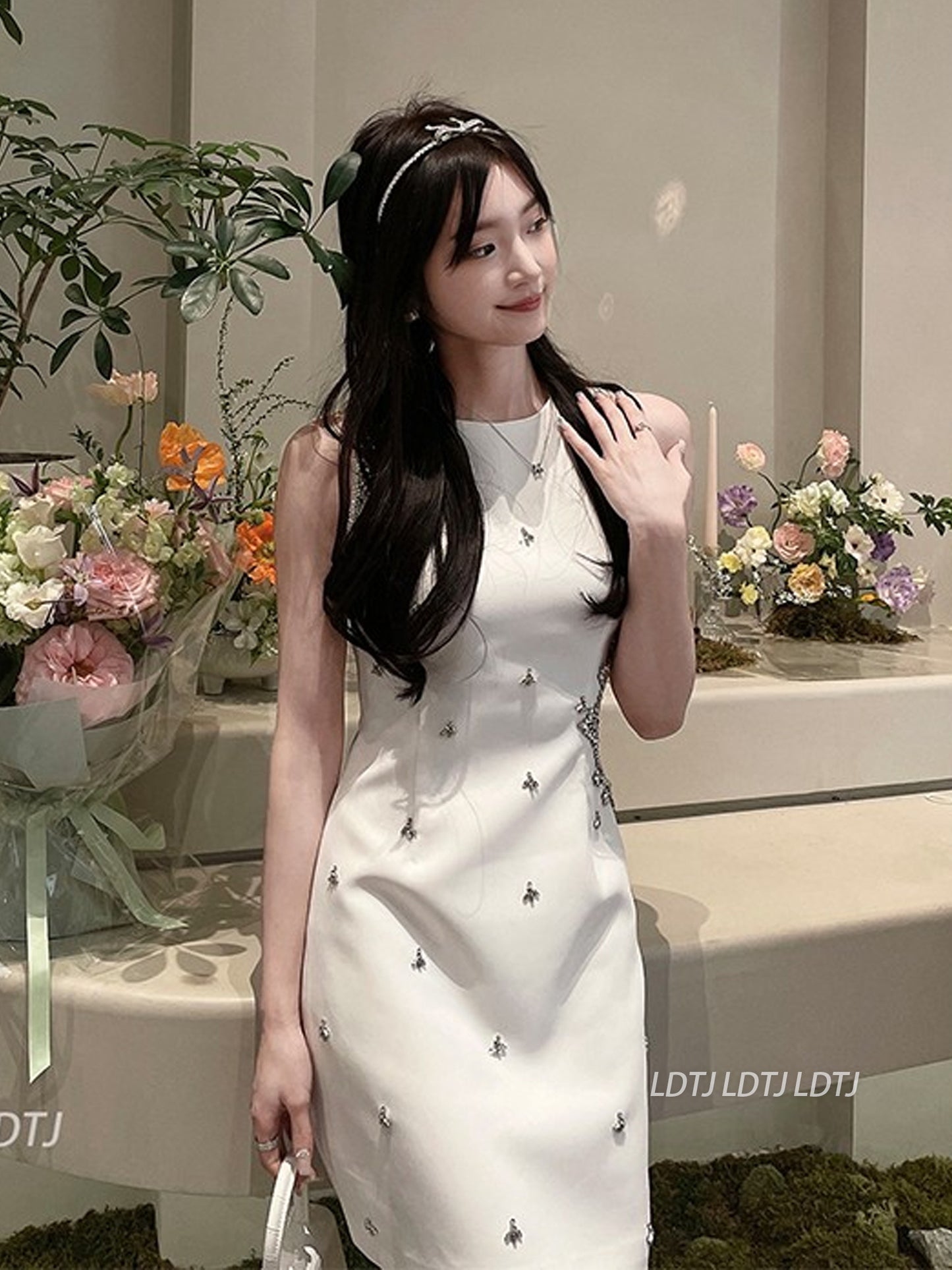 Celeb White Drill Dress