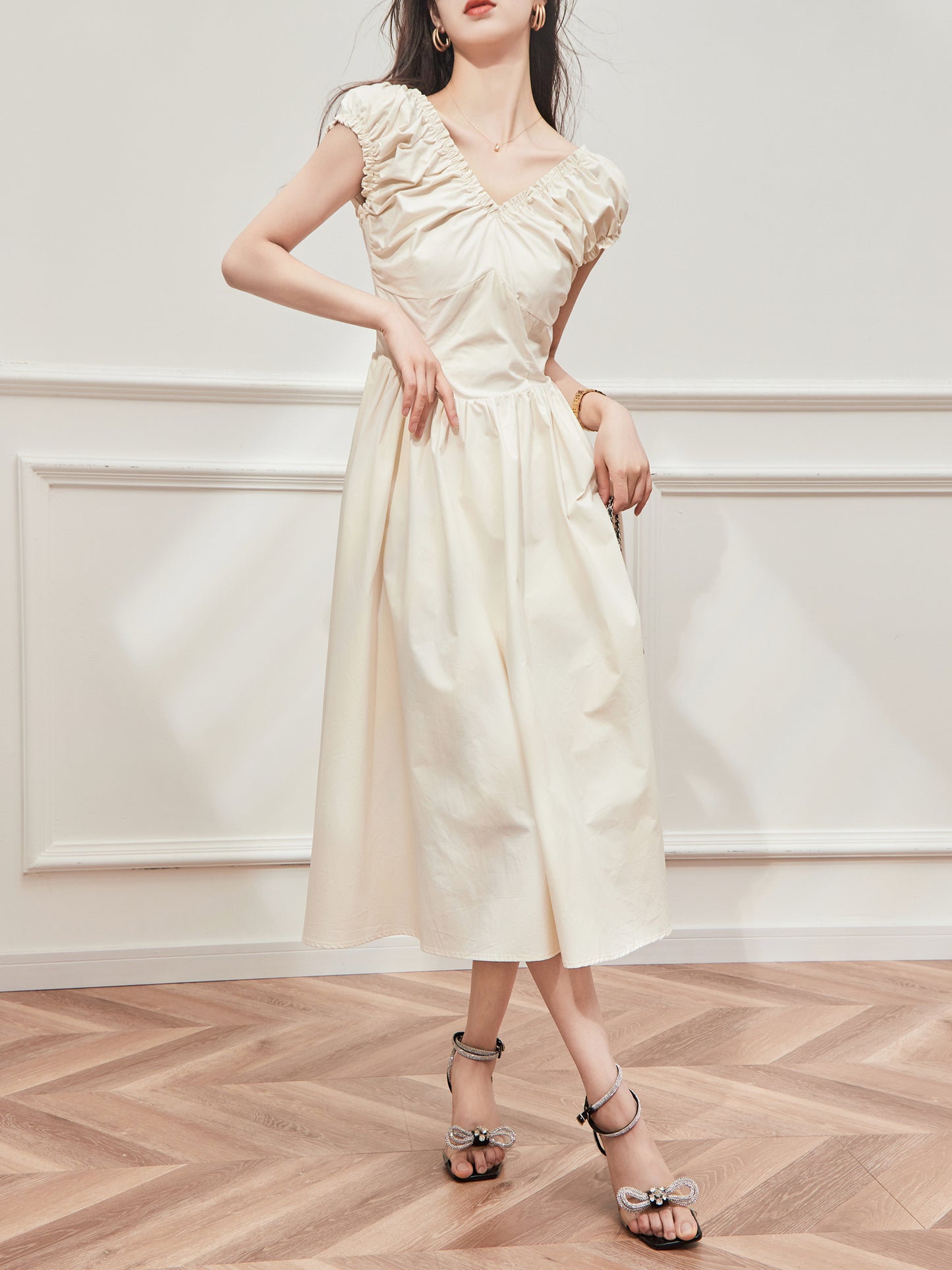 French V-neck Slimming Dress.