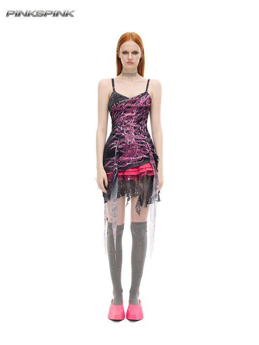 Future Punk Digital Dress – Y3K Reimagined Rock Hot Girl Silhouette