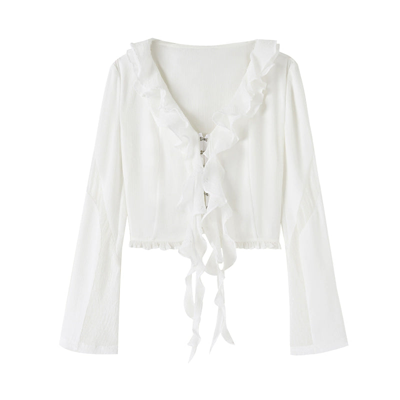 V-Neck Wave Cardigan Coat