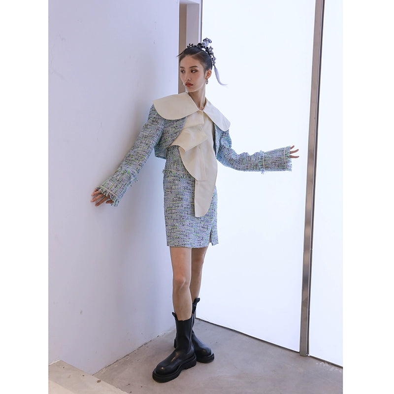 Юбка с завышенной талией и разрезами на бретелях L910