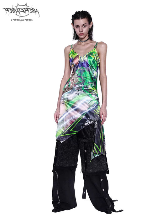 Fluorescent Green Rock Dress – SPHYNX CAT Yooki Portrait Slim Fit Design