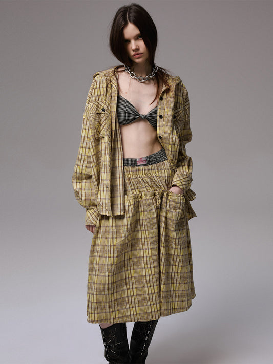 Plaid Patchwork Wire-Free Bralette