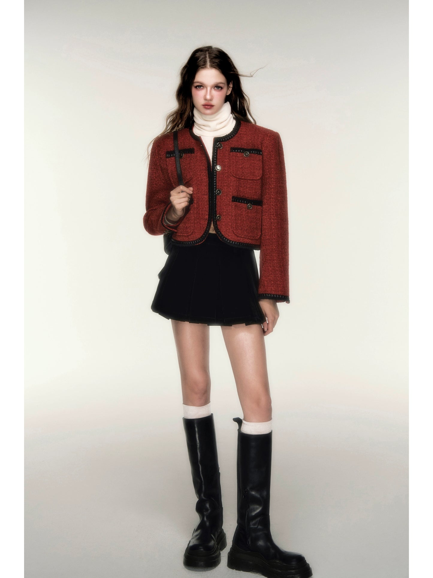 Velvet Pleated Mini Skirt - High Waist A-Line