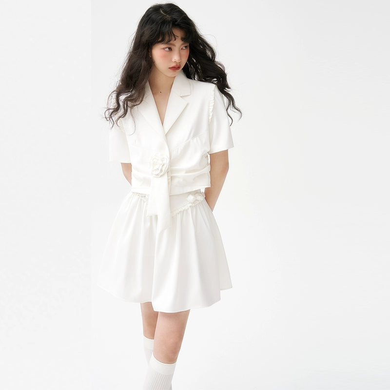 Rose Grey Skirt Suit Set