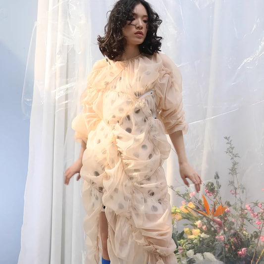 Irregular Hollow Semi-Transparent Two-Piece Dress Q215