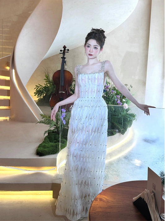 Elegant Bridal Toasting Dress – Luxe Heavy-Embellished Engagement Gown