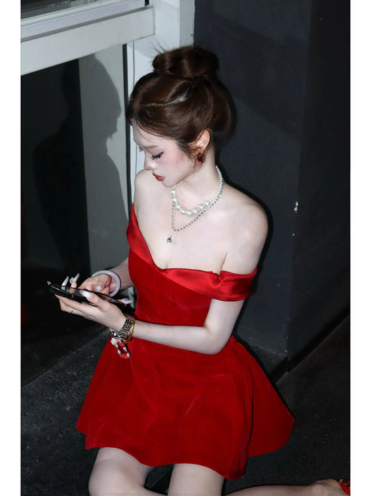 Red One-Shoulder Princess Tutu Gown – Coming-of-Age & New Year's Eve Elegance