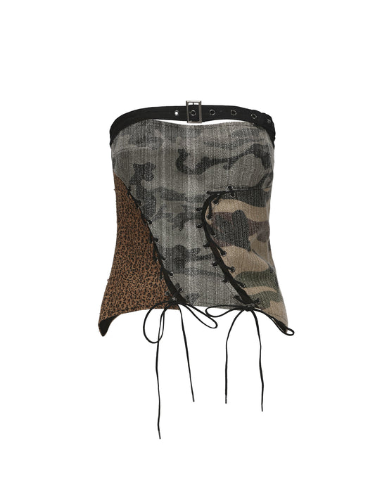 Two-Color Patchwork Corset Tube Top | Great for Date Parties