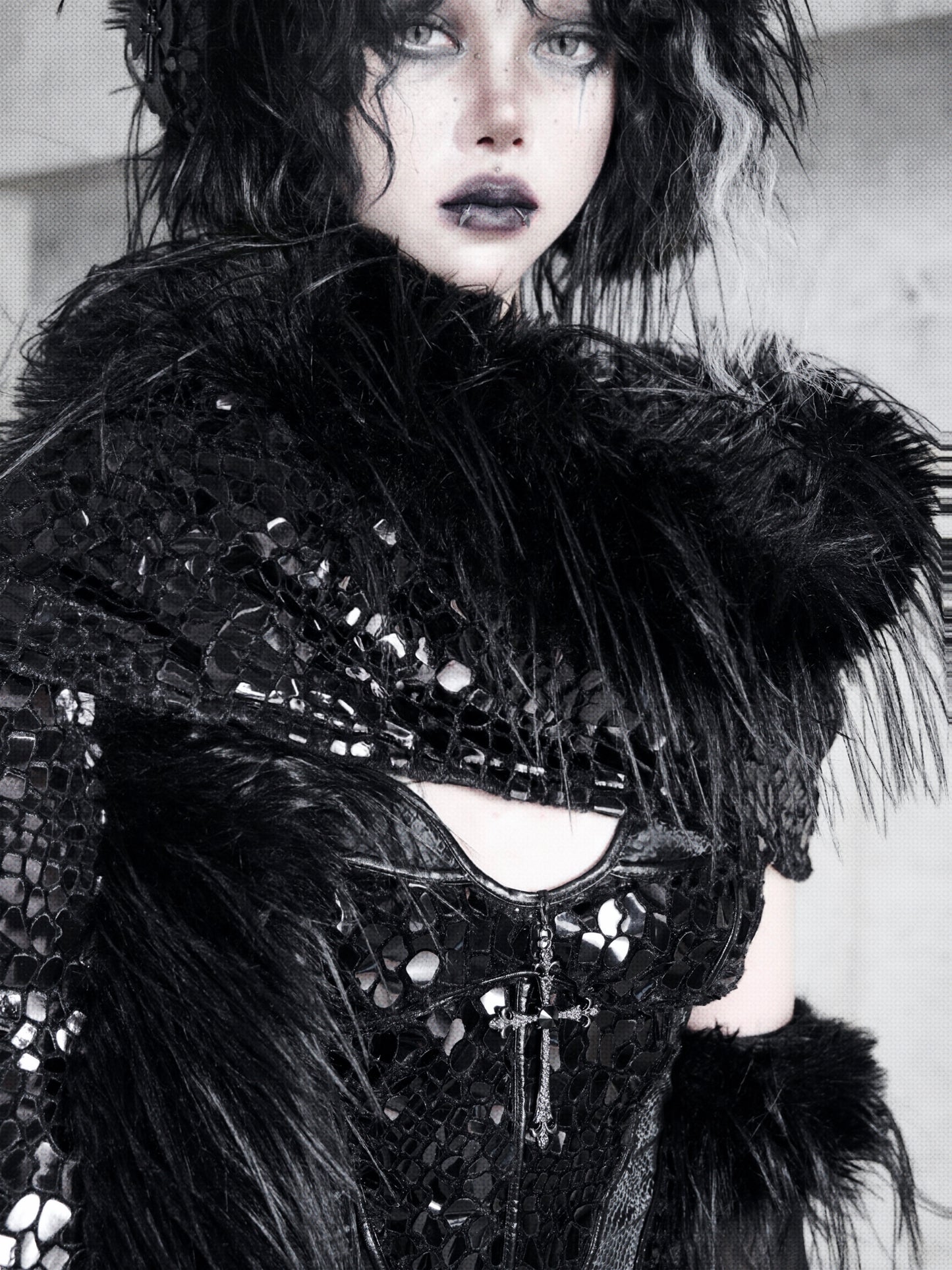 Shadow of the Snake Pupil Black fur grass with a variety of ways to wear a scarf to keep warm and windproof scarf