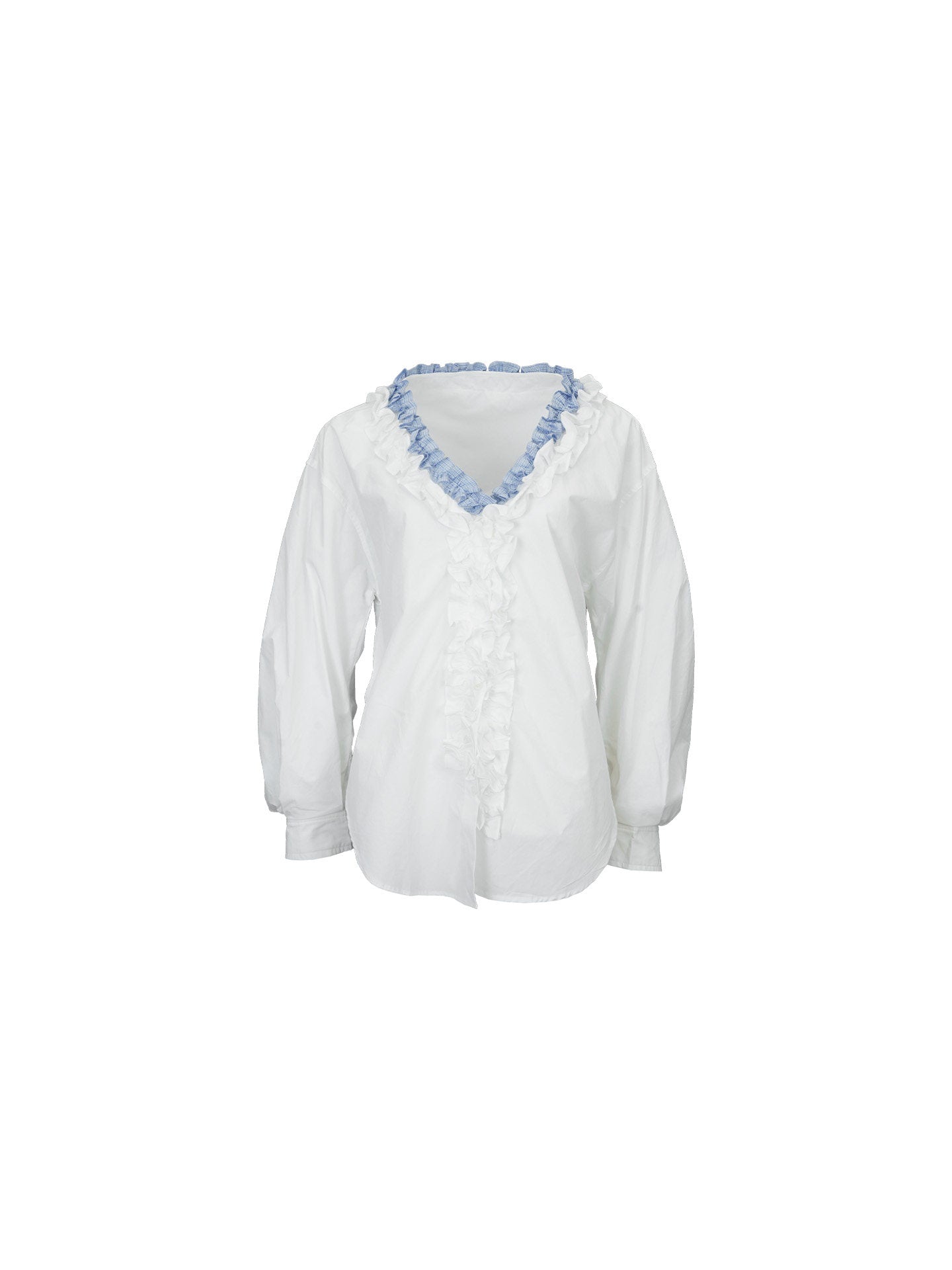 French Retro Color-Block Faux Two-Piece Lace V-Neck Shirt – Autumn Style