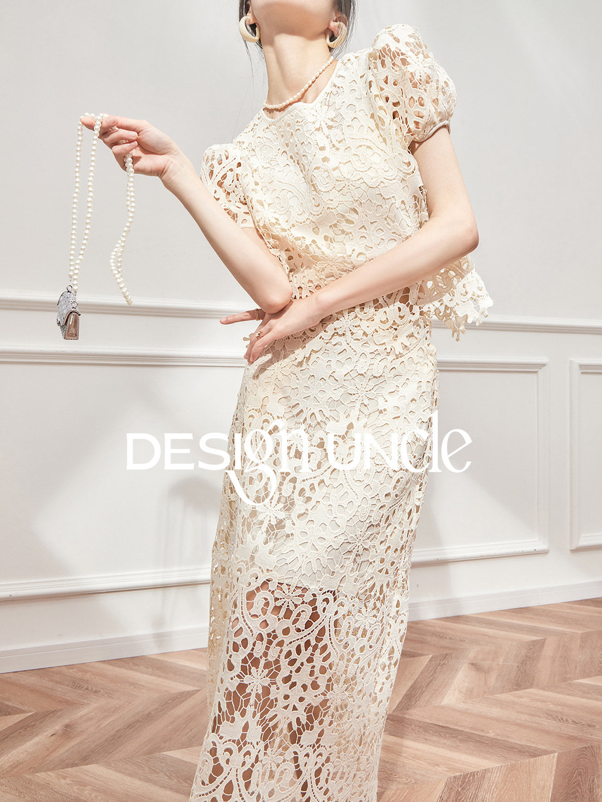 White Lace Hollow Out Two-Piece Set