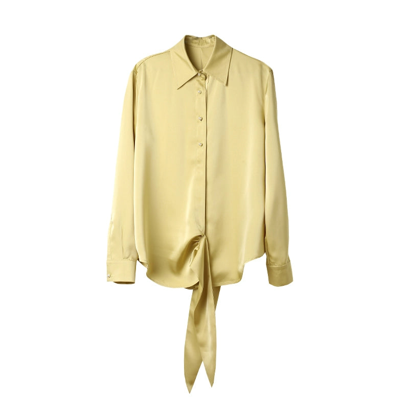 Abito autunnale di moda raso giallo limone