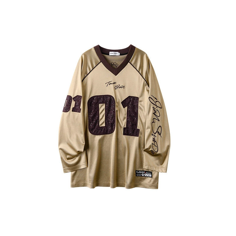 레트로 스포티 새틴 티셔츠