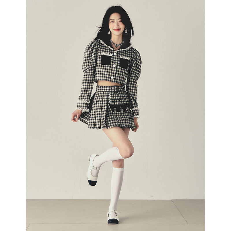 Checker Panel Two-Piece Skirt