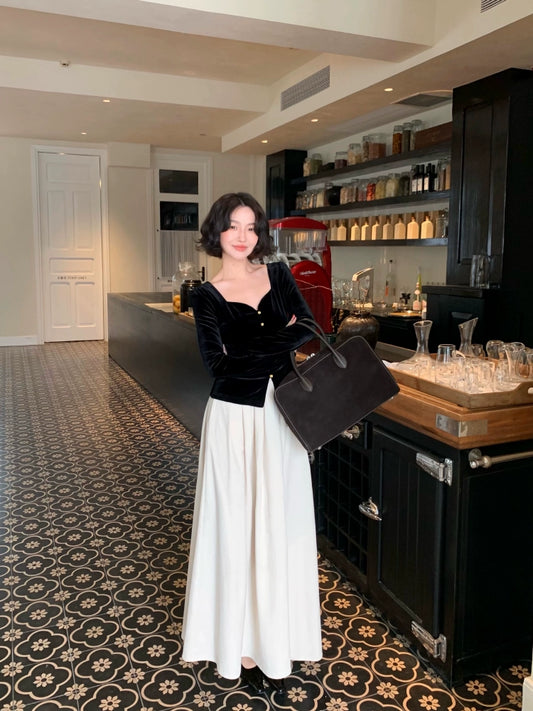 Retro Umbrella Skirt – Thickened High-Waisted Design