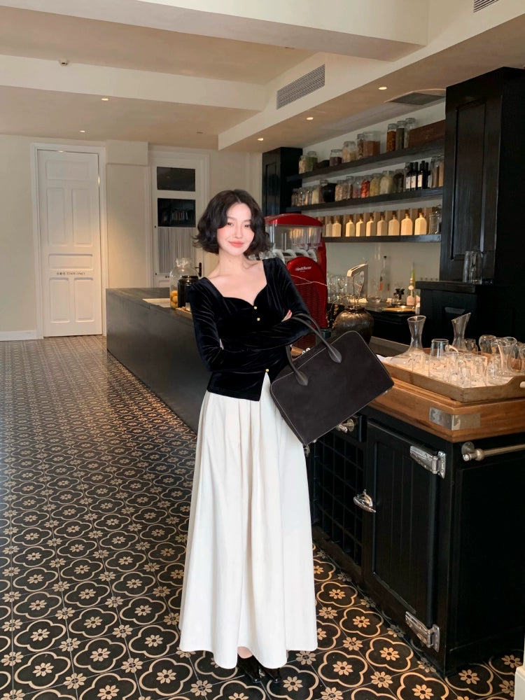 Retro Umbrella Skirt – Thickened High-Waisted Design